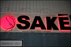 Osake Sushi Bar and Lounge sign outside