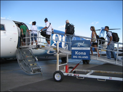 Boarding go! Airlines to Kona, Hawaii