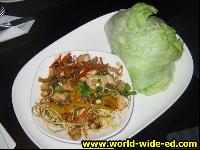 Chinatown Lettuce Wraps - Hoisin vegetables, crispy noodles, peanuts & fresh cilantro. Veggie ($8.99) Add chicken or shrimp ($2.99)