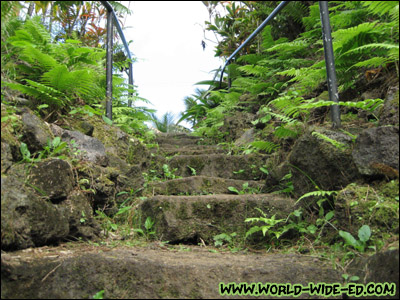 Steps out of the Hana Lava Tube at Ka`eleku Caverns