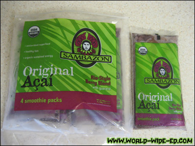 Frozen Açai pack from your local health food store