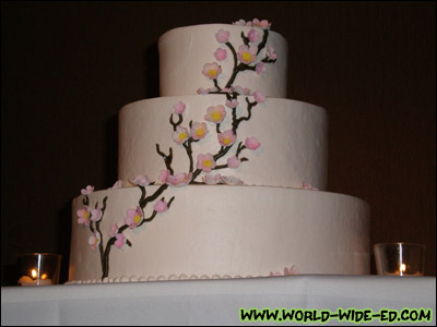 Here's our cherry blossom themed wedding cake
