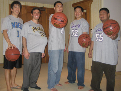 Me, Bari, Grant, Kelvin and Tommy in our customized NBA Tees.