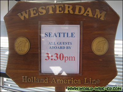 Sign for Holland America Line's ms Westerdam (7 Day Alaskan Explorer)