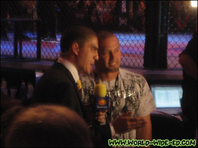 Shane doing an interview with a reporter at UFC 101