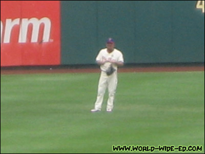 Shane manning the outfield (I know... kinda blurry!)