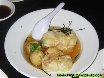 Mochi Sato Age - fried taro potato & mochi in tempura sauce - $7