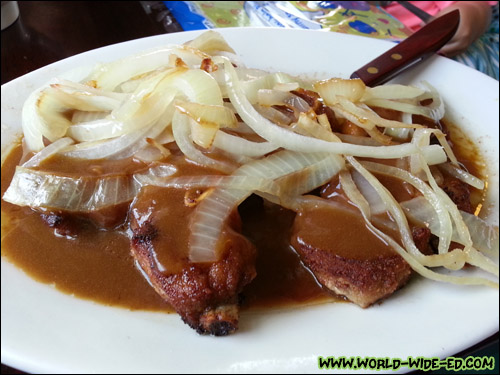 Manago Hotel's world famous Pork Chops ($9.75)