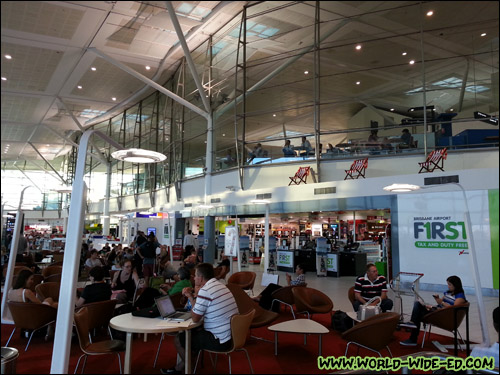 Lounge areas (with FREE public WiFi! - which is hard to come by in Brisbane) outside the gates.