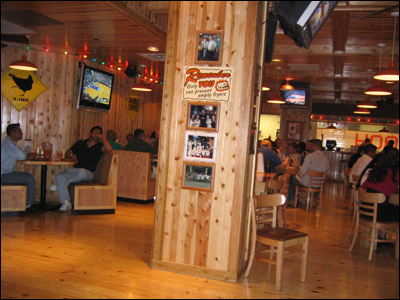 Hooters Restaurant's wood interior