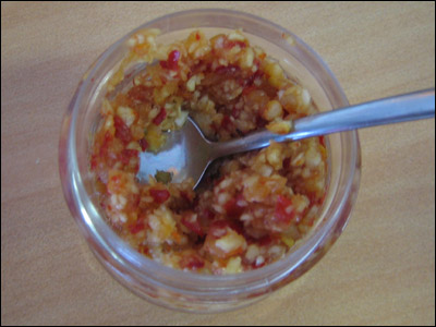 Chili/garlic concoction used to add flavor to your meal