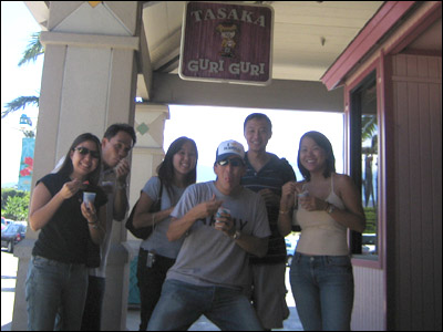 Noelle, Kelvin, Hillary, myself, Grant and Shari outside of Tasaka Guri Guri