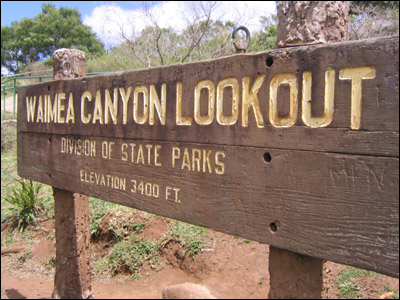 Waimea Canyon Lookout sign