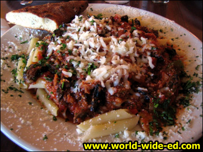 Penne Siciliano - Penne tossed with homemade marinara, Italian sausage, sauteed green peppers, onions & mushrooms for $10.95