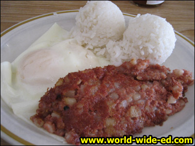 Corned Beef Hash with Two Eggs & Rice