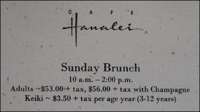 Cafe Hanalei Sunday Brunch