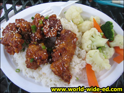 Sesame Chicken - orange ginger glaze with curry batter for $9.95