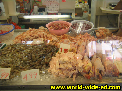 Seafood and poultry selection in Chinatown