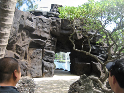 Walking through/behind the waterfall