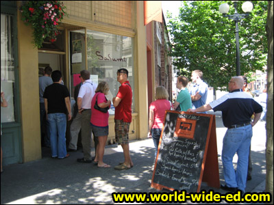 The long line outside of Salumi's