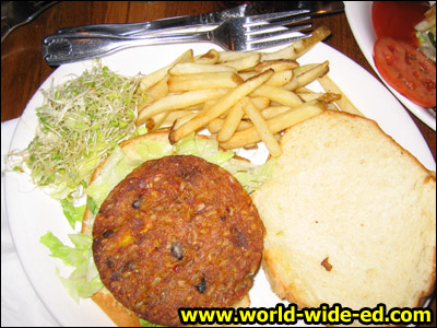 Veggie burger with fries