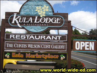 Kula Lodge & Restaurant Sign