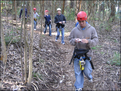 Eric, Steph (hidden), Marvin, Mai, Shorts and our guide hiking to our first line.