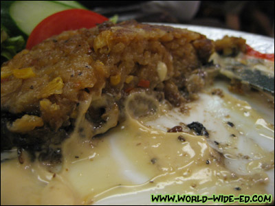 Stuffed Portobello - $9.50: Portobello stuffed with sticky rice - yes it's half eaten!