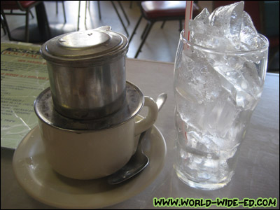Café Sua Nong Hoac Da (French filtered Coffee with Condensed Milk) - $2.75 goes from this...