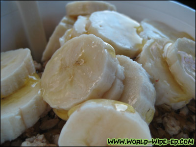 Close-up of Lanikai Juice Açai Bowl with honey