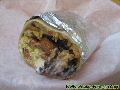 My half of the Portuguese Sausage Breakfast Burrito