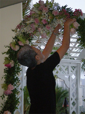 Setting up the ceremony site