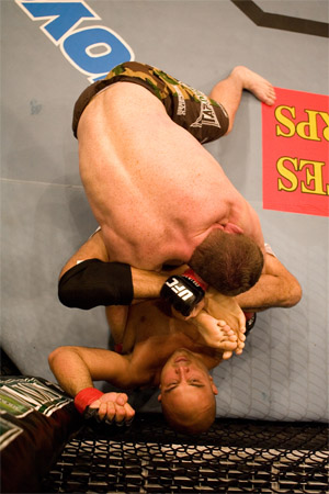 Penn displaying his flexibility against Matt Hughes at UFC 63 (Photo Courtesy: UFC)