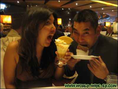 Leanne and Lee enjoying their dessert