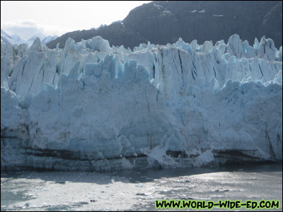 Huge glacier wall near Glacier Bay