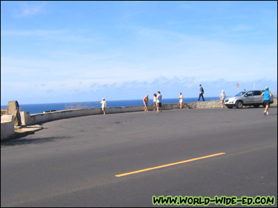 Tourists taking in the sights on Kahala Ave