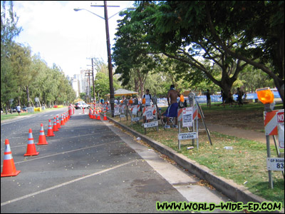 Cones leading to the finish line