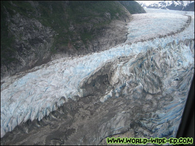 Flying over Mendenhall glacier