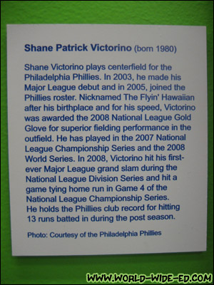 Info about Victorino from a Phillies display at Philadelphia Airport
