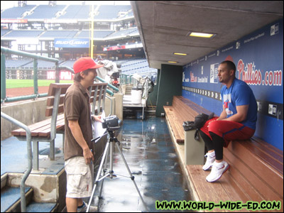The author and Shane Victorino