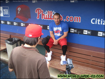 The author and Shane Victorino