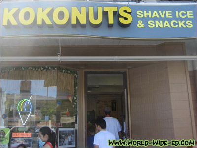 Kokonuts Shave Ice & Snacks sign