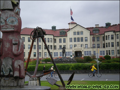 View of the Sitka Pioneers Home from Totem Square [Photo Credit: Andi Kubota]