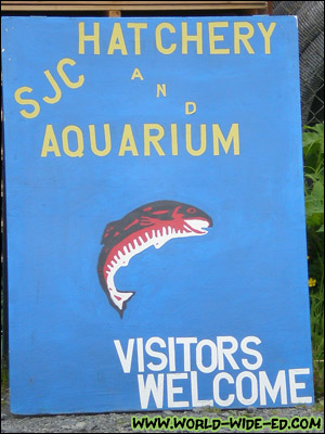 Sheldon Jackson College Hatchery and Aquarium sign [Photo Credit: Andi Kubota]