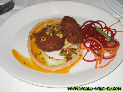 Crab Cakes - Tomato Corn Salsa and Tobiko Remoulade - $14