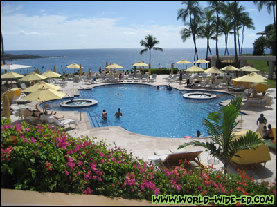 The pool area at the Manele Bay resort
