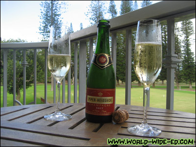 Piper-Hiedsieck Brut Champagne, compliments of the Four Seasons Resort's Lodge at Koele.