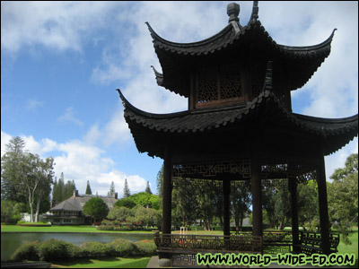 Asian influenced, temple-like structure