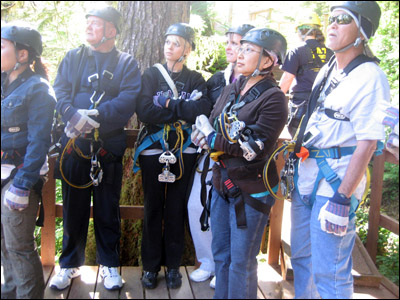 The group listens intently