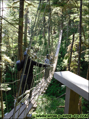 Aunty Amy and Uncle Mike take on the suspension bridge [Photo credit: Lee Kojima]